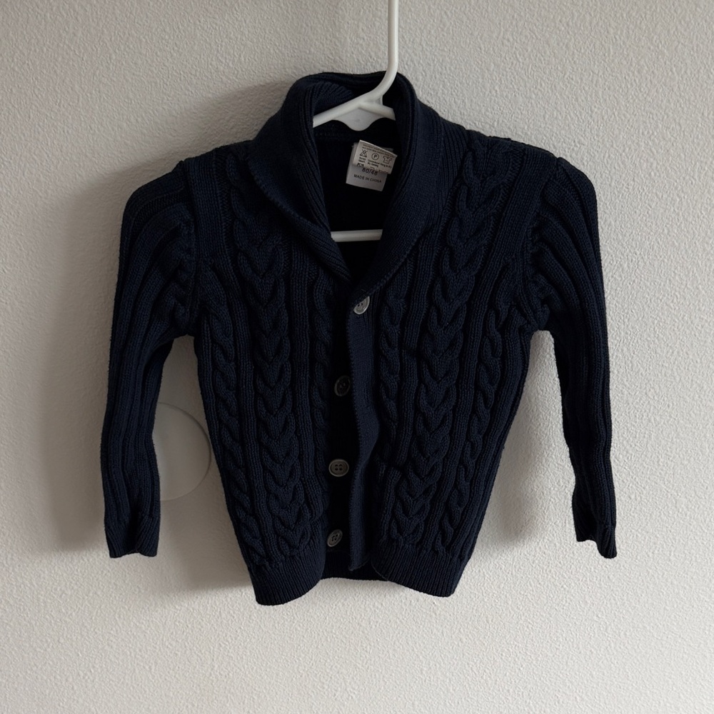 Navy Cable Knit Cardigan